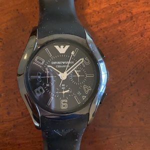 Emporio Armani black rubber watch